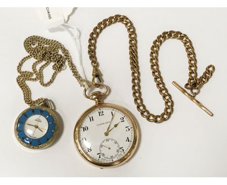 2 POCKET WATCHES WITH CHAINS (ONE IS GARRARD)