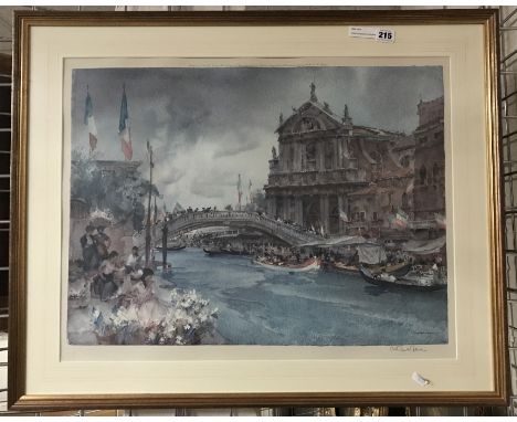 SIGNED RUSSELL FLINT PRINT - VENICE BRIDGE SCENE 49 X 62 CMS PICTURE ONLY