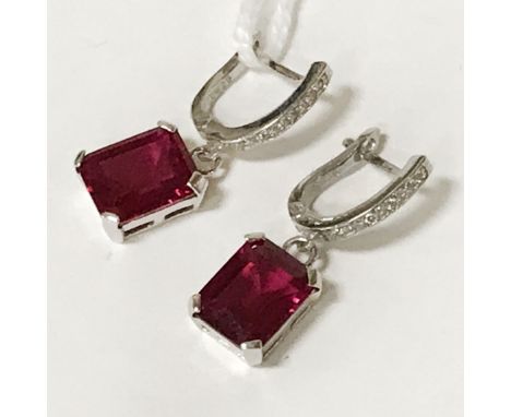 RUBY &amp; WHITE TOPAZ EARRINGS
