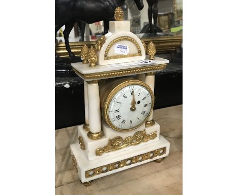 MARBLE MANTLE CLOCK - FRENCH MOVEMENT 28CM (H)