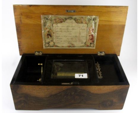 A Victorian music box playing eight tunes, in full w/o, 37 x 19 x 12cm.