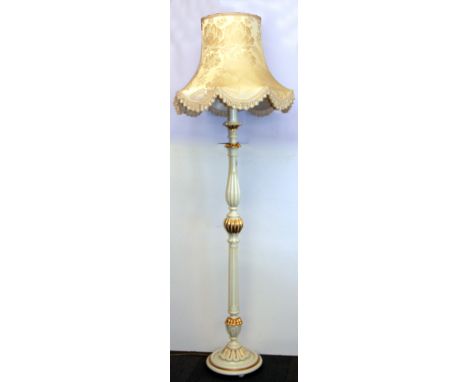 A gilt painted standard lamp with shade, H. 188cm.