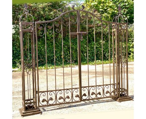 ARCHITECTURAL GARDEN GATE, Italian style worked metal, 136cm x 144cm x 28cm. 