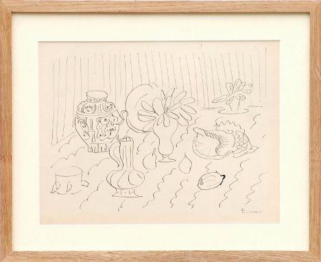 HENRI MATISSE 'Still Life with Shell - G1', 1943, rare collotype, Edition: 30, printed by Martin Fabiani, 25cm x 32cm, framed