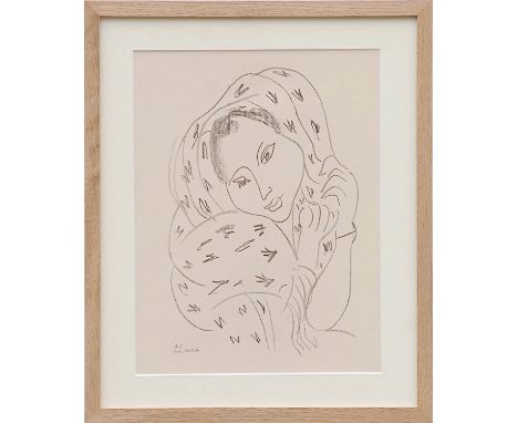 HENRI MATISSE 'Portrait of a Woman L9', rare collotype edition 30, 1943, printed by Martin Fabiani, 32cm x 25cm. 