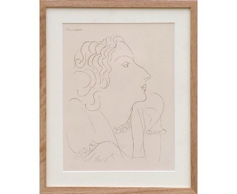 HENRI MATISSE 'Portrait of a Woman O3', rare collotype, edition of 30, 1943, printed by Martin Fabiani, 32cm x 25cm. 