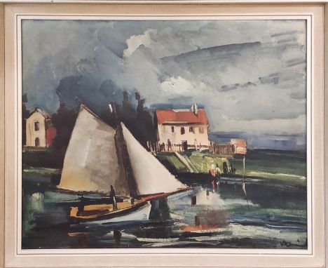 MAURICE DE VLAMINCK 'Le Bateau à Voile - 1916', lithograph, signed in the plate, published Ganymed Press and Spandem Paris 19