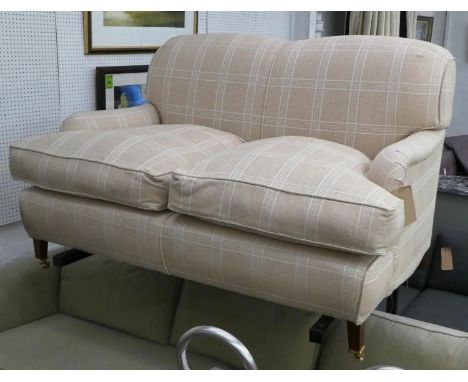 HOWARD STYLE SOFA, checked fabric upholstered, 145cm x 91cm H. 