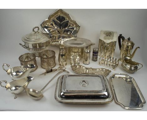 SILVER LADLE, Sheffield, 1967, makers mark G &amp; H, along with various silver plate including late 19th century Neo Classic