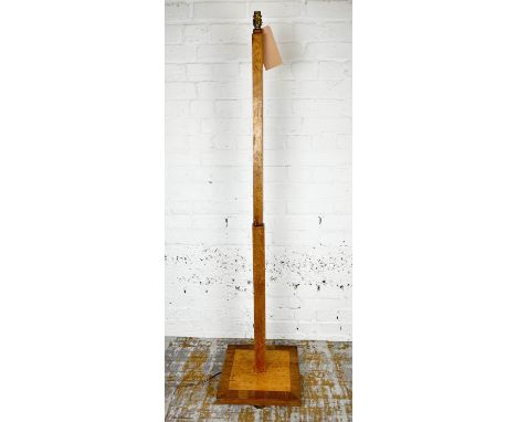 STANDARD LAMP, Art Deco birds-eye maple and walnut, circa 1930, raised on a square plinth base, 155cm H. 