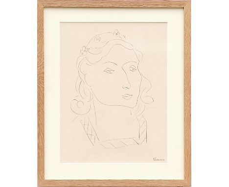 HENRI MATISSE 'Portrait of a Woman - O11', 1943, rare collotype, Edition: 30, printed by Martin Fabiani, 32cm x 25cm. 