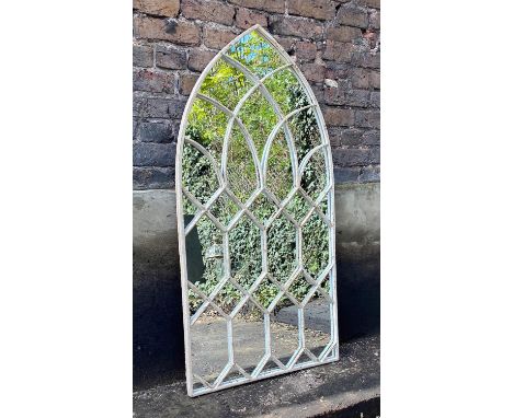 ARCHITECTURAL GARDEN MIRROR, Gothic style, arch top design, 132cm x 66cm. 