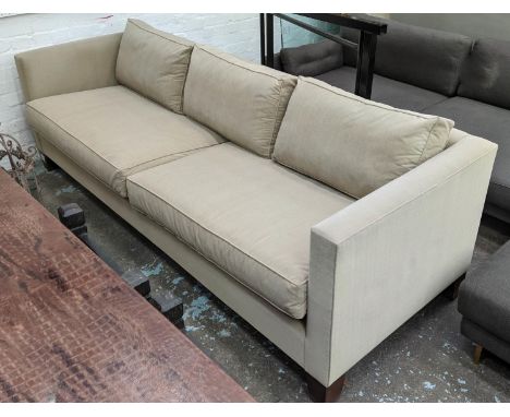 PIERRE FREY UPHOLSTERED SOFA, 88cm D x 75cm H x 242cm W. 