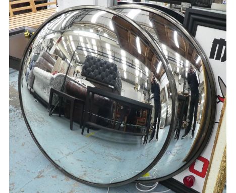 CONVEX WALL MIRROR, vintage style, steel frame, 101cm diam. 