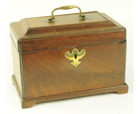 A GEORGE III MAHOGANY TEA CADDY