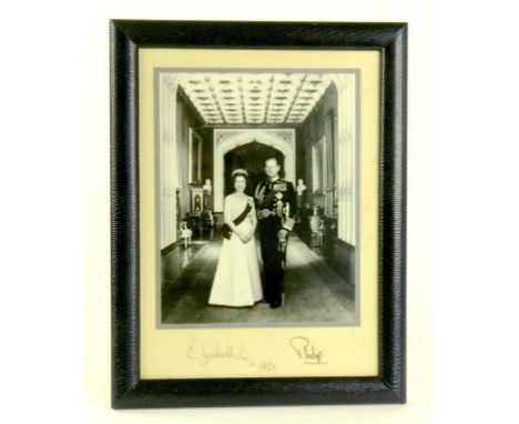 ROYAL.  A FINE PHOTOGRAPH OF HM THE QUEEN AND HRH THE DUKE OF EDINBURGH, SIGNED ON THE MOUNT ELIZABETH R AND PHILIP, DATED 19