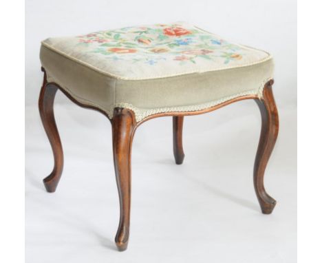 A VICTORIAN WALNUT DRESSING STOOL
