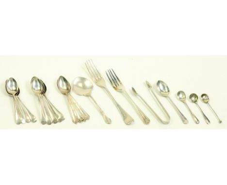 MISCELLANEOUS SMALL SILVER FLATWARE, VARIOUS MAKERS AND DATES, 8OZS