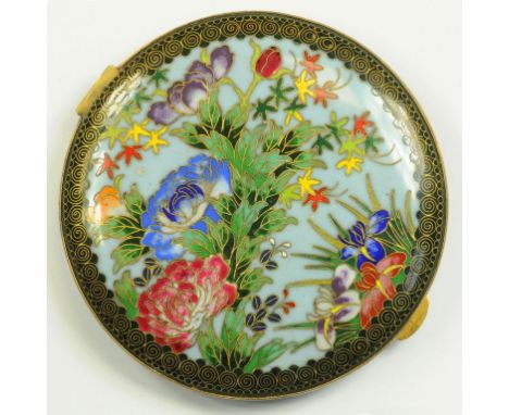 A JAPANESE CLOISONNÉ ENAMEL AND GILTMETAL COMPACT