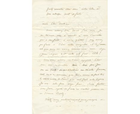 DUMAS ALEXANDRE: Fils (1824-1895) French Author and Dramatist. A.L.S., A D, and a sketch in Dumas´ hand, two pages, with sket