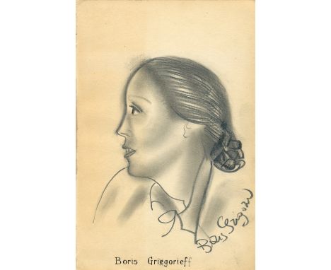 GRIGORIEV BORIS: (1886-1939) Russian Painter, graphic Artist and Writer. Unusual and attractive original drawn portrait by Gr
