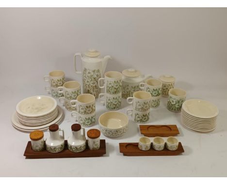 A Hornsea Fluer pattern part tea/coffee service, comprising of a coffee pot, teapot, cups &amp; saucers, side plates, dinner 