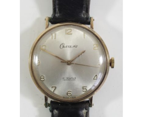 Chateau, a 9ct gold manual wind gentleman's wristwatch, Edinburgh 1967, 21 jewel movement, 33mm. 