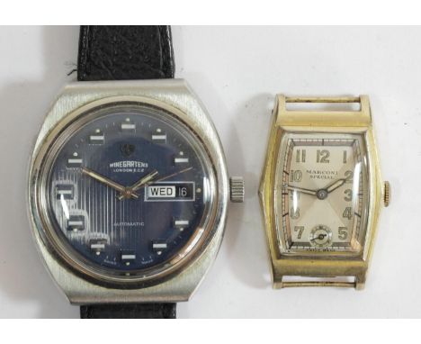 Winegartens, London, a stainless steel automatic day/date blue dial gentleman's wristwatch, ref 67071, 36mm and a Marconi Spe