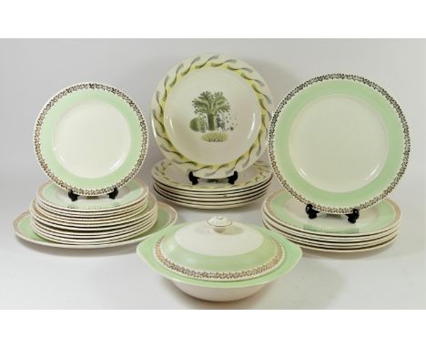 A set of four Adams dinner plates, depicting illustrations from "Pickwick Papers", together with a set of three Wedgwood dinn