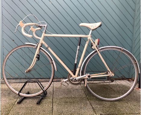 A road racing bicycle, c.1960s, sold by Ralph Wyld Cycles of Cottingham, with a Reynolds 453 frame, 26 inch wheels, Iscaselle