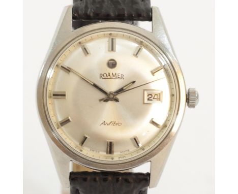 Roamer Anfibio, a stainless steel manual wind date gentleman's wristwatch, case 305 467, 305 776, 307 382 and 308 491, 34mm 
