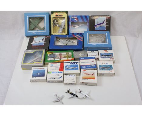 Twenty boxed diecast model planes to include Herpa, Matchbox, Guitoy etc