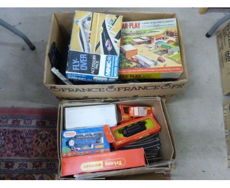 Boxed Triang Car Play Buildings and Garages Set, Boxed Minic Motor Racing Fly-Over Accessory Pack, Boxed Triany Hornby R.52 S