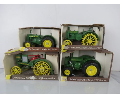 Four boxed ERTL 1/16 scale John Deere diecast Tractors to include 559 1915 Model R Waterloo Boy Tractor, 5586 1935 Model BR T