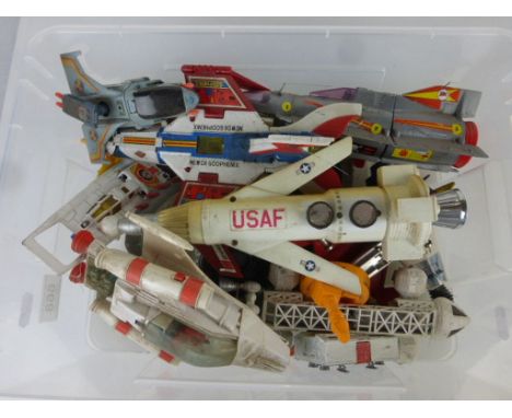 Collection of diecast and plastic space related vehicles to include Dinky, Coleco Starcom and Bluebird Manta Force etc