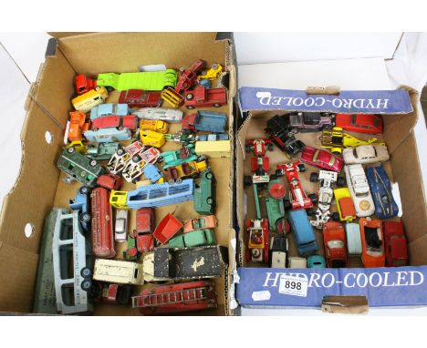 Collection of over 60 vintage play worn diecast & continental plastic model vehicles to include Dinky, Corgi, CIJ, No Rev etc