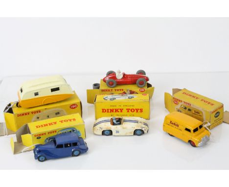 Five boxed Dinky diecast models to include 151 Triumph 1800 Saloon in blue, gd with some marks, box fair with correct colour 