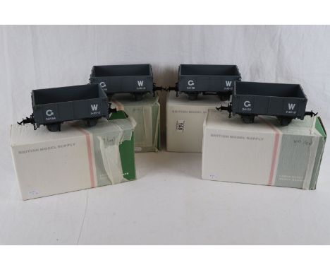 Four boxed Gauge 1 British Model Supply Large Scale Model Railways items of W & L rolling stock to include 34157, 34156, 3415