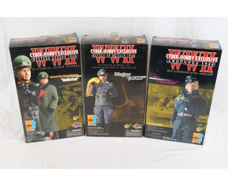 Three WW2 Dragon 1/6th scale action figures to include Blitzkrieg Panzer General Guderian, Luftwaffe Fighter Ace Jagdgeschwad