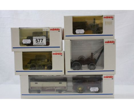 Five boxed Marklin HO scale diecast model Steam Engines to include 1887, 1895, 1897, 1896 & 1891, all vg