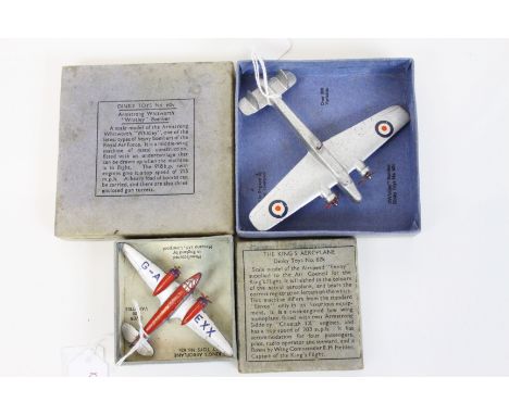 Two boxed Dinky model planes to include A2233 No 62K The King's Aeroplane and A2227 No 60v Armstrong Whitworth 'Whitley' Bomb