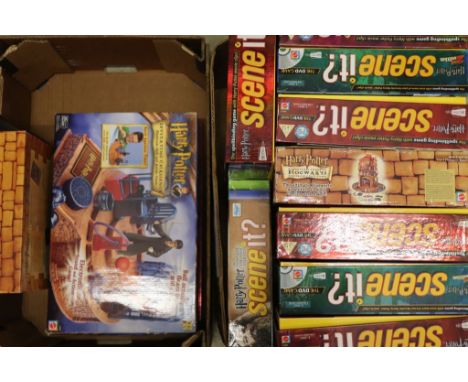 Collection of 12 x boxed Mattel Harry Potter board games & jigsaw puzzles to include 9 x Scene It, Levitating Challenge, Adve