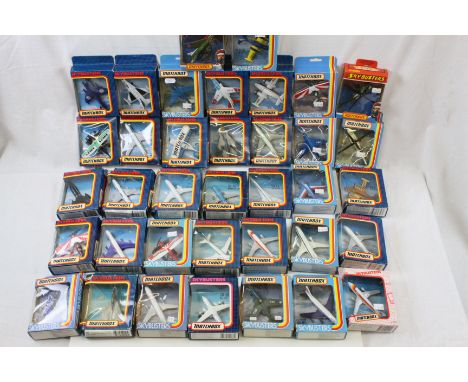 37 Boxed Matchbox Skybusters diecast model planes in vg condition, some wear to boxes but gd overall