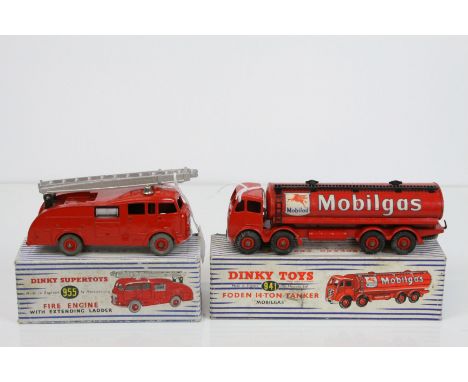 Two boxed Dinky Supertoys to include 941 Foden 14 Ton Tanker Mobilgas and 955 Fire Engine both in gd condition, Mobilgas deca