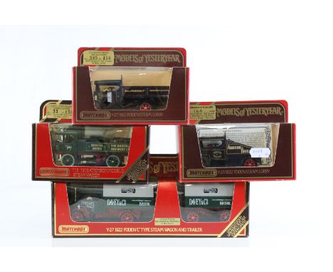 Four boxed Code 3 Les Andrews Matchbox Models of Yesteryear models to include Y27 1922 Foden C Type Steam Wagon and Trailer '