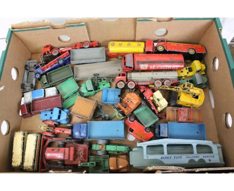 Collection of vintage play worn diecast model vehicles to include Dinky & Tootsie, Commercials, planes and road vehicles feat