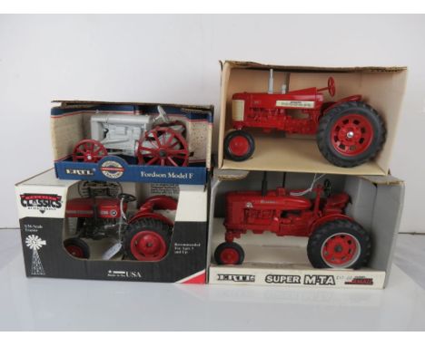 Four boxed ERTL diecast model tractors to include Vintage Agricultural Tractors 872 Fordson Model F, Country Classics Massey 