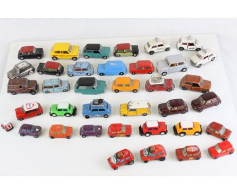 Collection of 36 play worn diecast Mini vehicles featuring Dinky, Corgi, Matchbox etc to include Corgi Morris Mini Cooper x 3