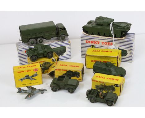 Seven boxed Dinky military models to include Supertoys x 2 (622 10 Ton Army Truck & 651 Centurion Tank), 674 Austin Champ, 67