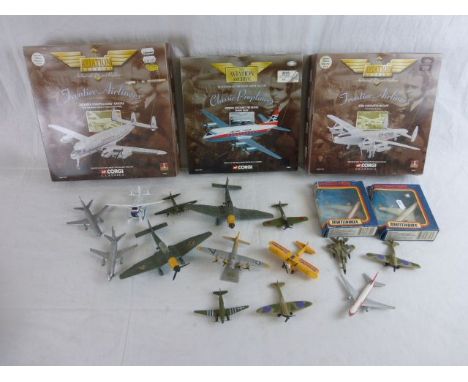 Group of aviation diecast models to include three boxed Corgi Aviation Archive 47502 Lockheed Constellation Quantas, 47401 Av